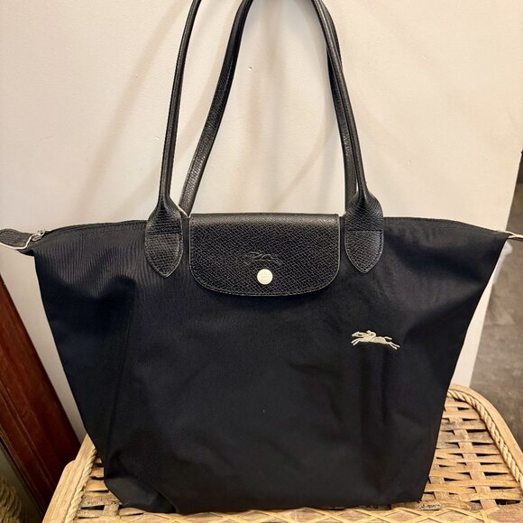 Longchamp Black Nylon Horse Logo Tote | Le Pliage Style - Picture 1 of 6